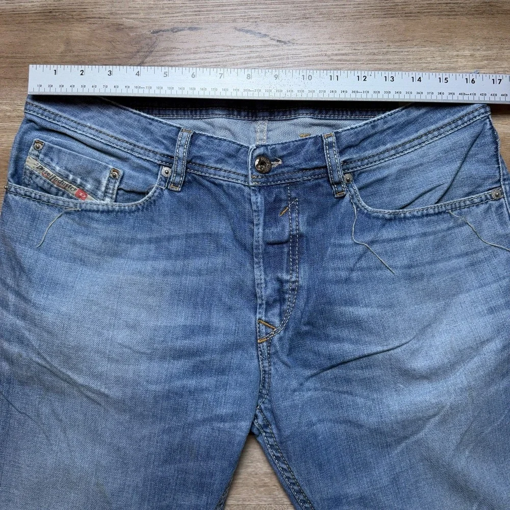 Diesel Waykee Jeans Men 32x32 Blue Straight Leg Distressed Medium Wash 0839C
